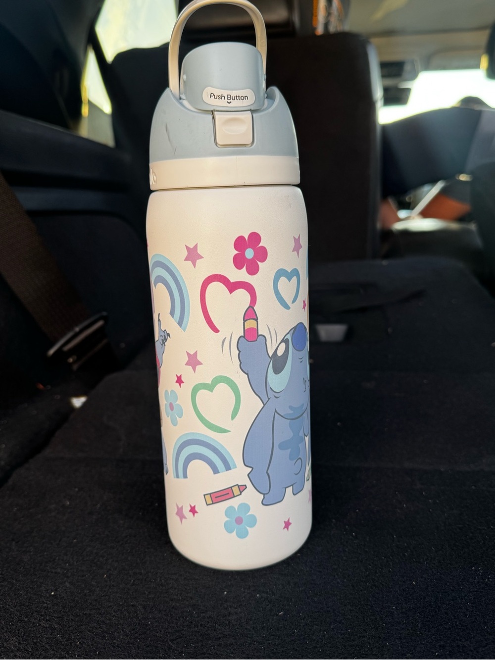 Kids White and Blue Character Water Bottle - Stitch Design